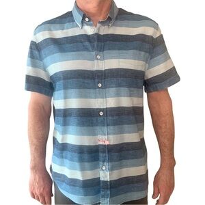 RAG & BONE Linen Blend Striped Button Down Shirt Short Sleeve Collar Casual XL